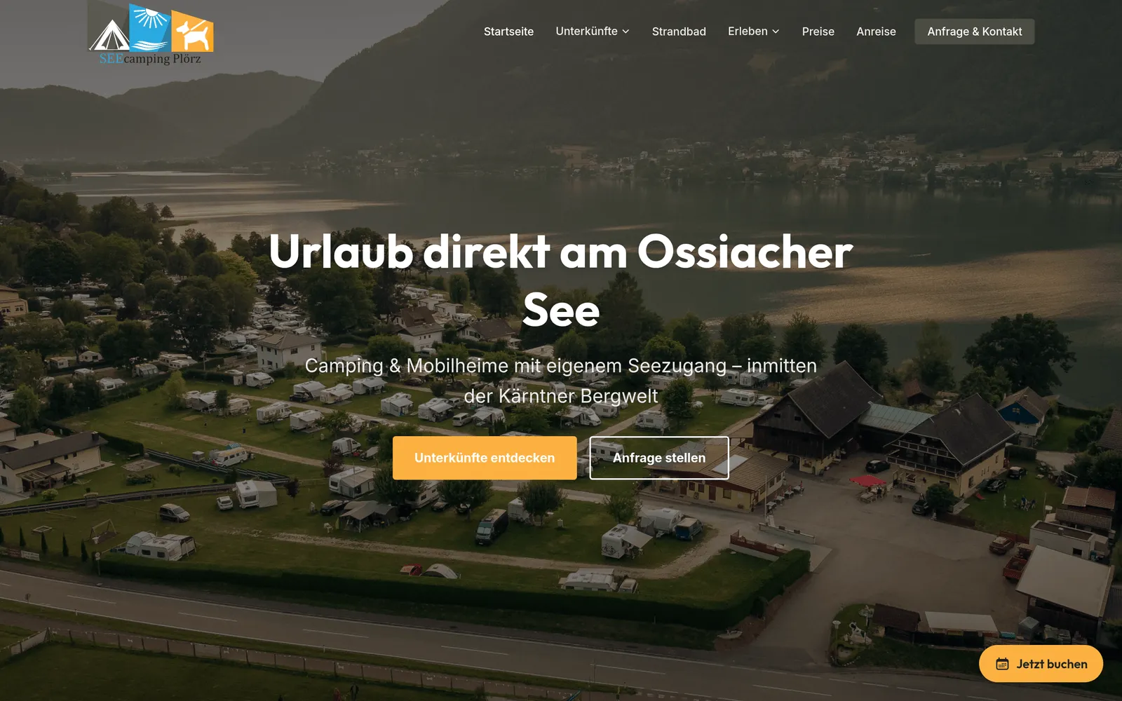 Startseite der Website von Seecamping Plörz