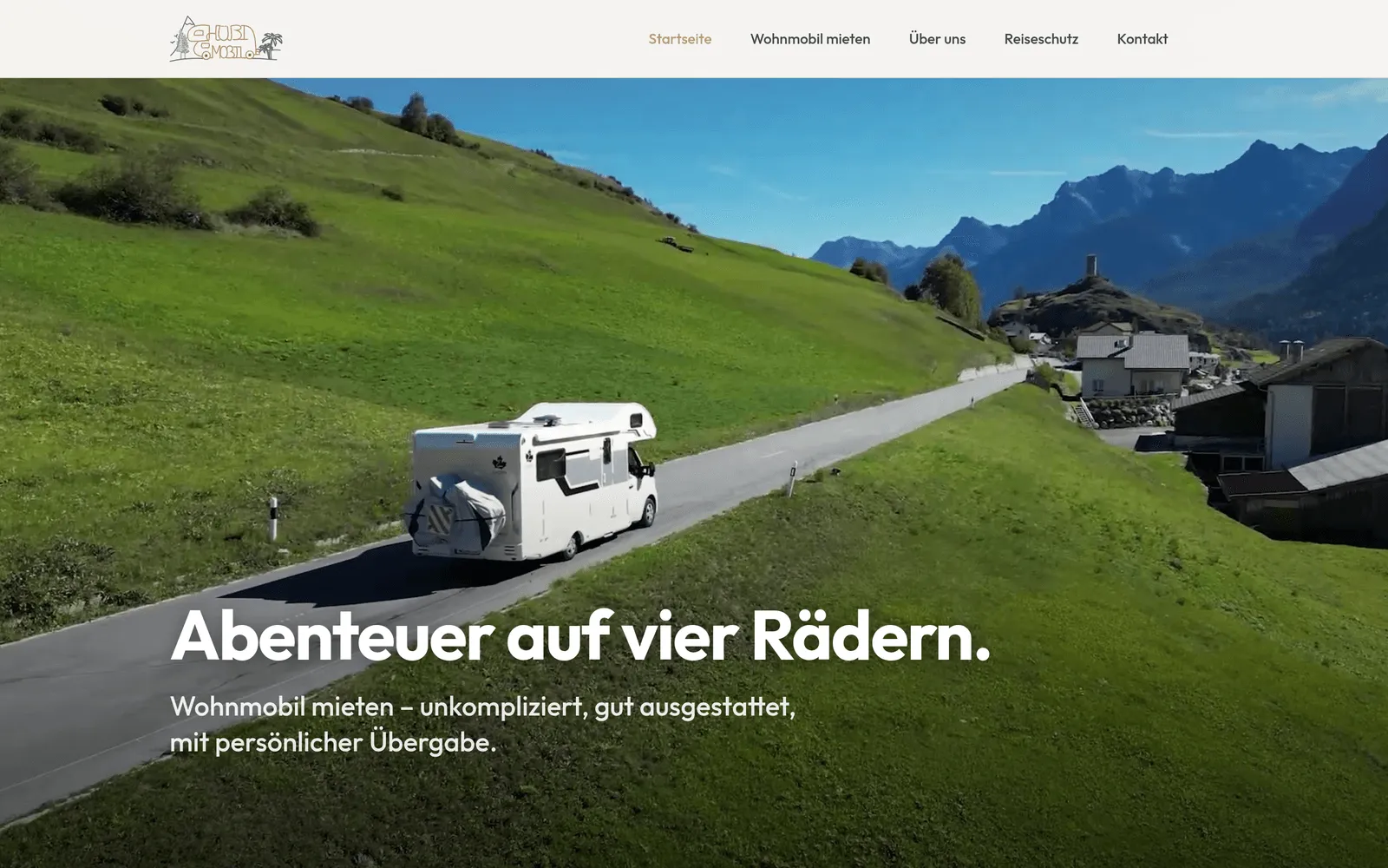 Startseite der Website von Hübimobil